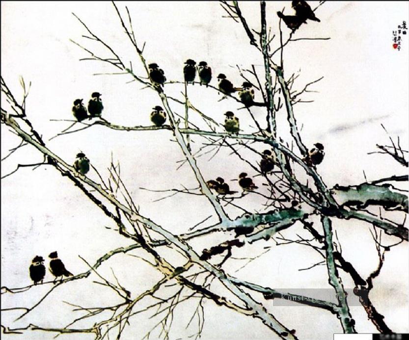 Xu Beihong Vögelen auf Zweig Kunst Chinesische Ölgemälde